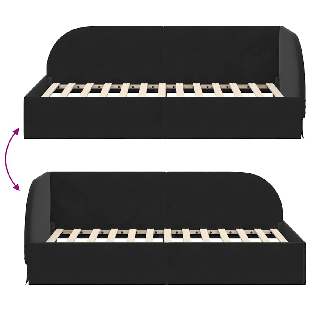 Corner Bed Frame with Headboard Black 90 x 200 cm Velvet