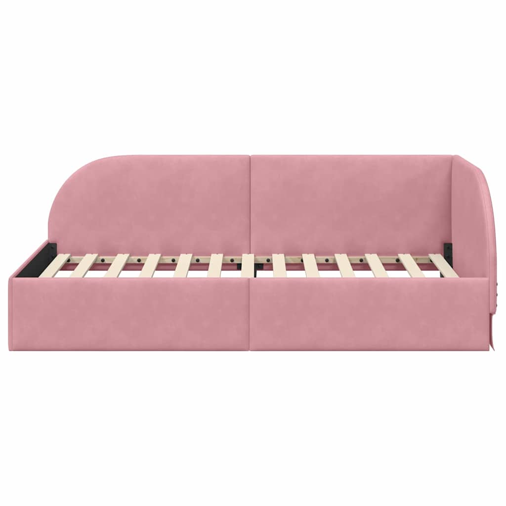 Corner Bed Frame with Headboard Pink 100 x 200 cm Velvet