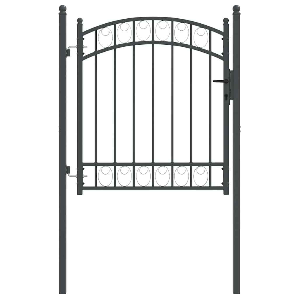 Fence Gate with Lock Grey 125 x 100 cm Powder-coated steel