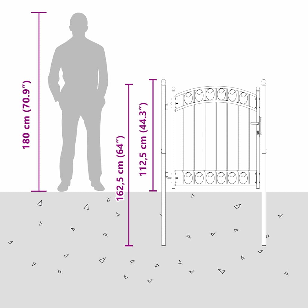 Fence Gate with Lock Grey 125 x 100 cm Powder-coated steel