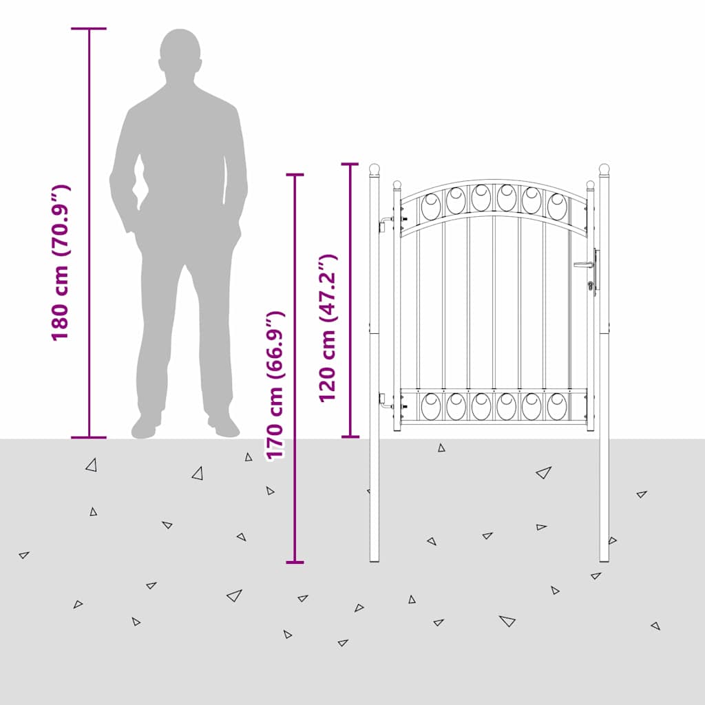 Fence Gate with Lock Grey 150 x 100 cm Powder-coated steel