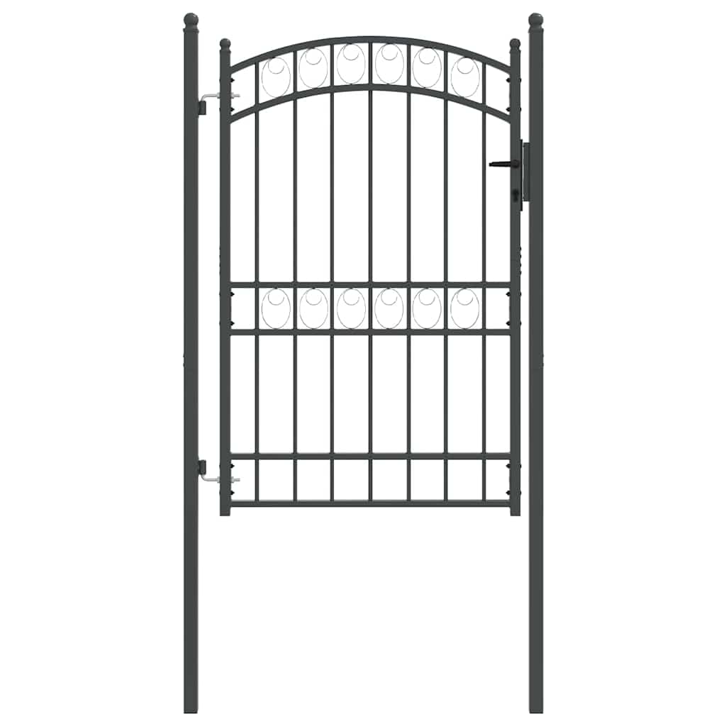 Fence Gate with Lock Grey 200 x 100 cm Powder-coated steel
