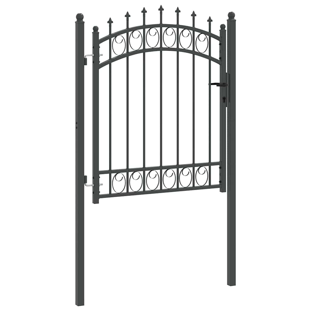 Fence Gate with Spikes Grey 125 x 100 cm Powder-coated steel
