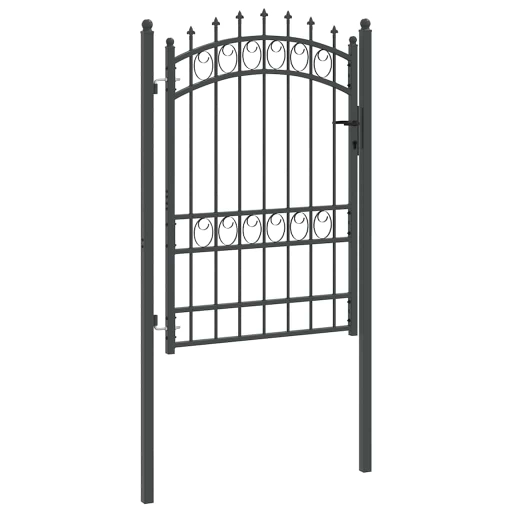 Fence Gate with Spikes Grey 170 x 100 cm Powder-coated steel