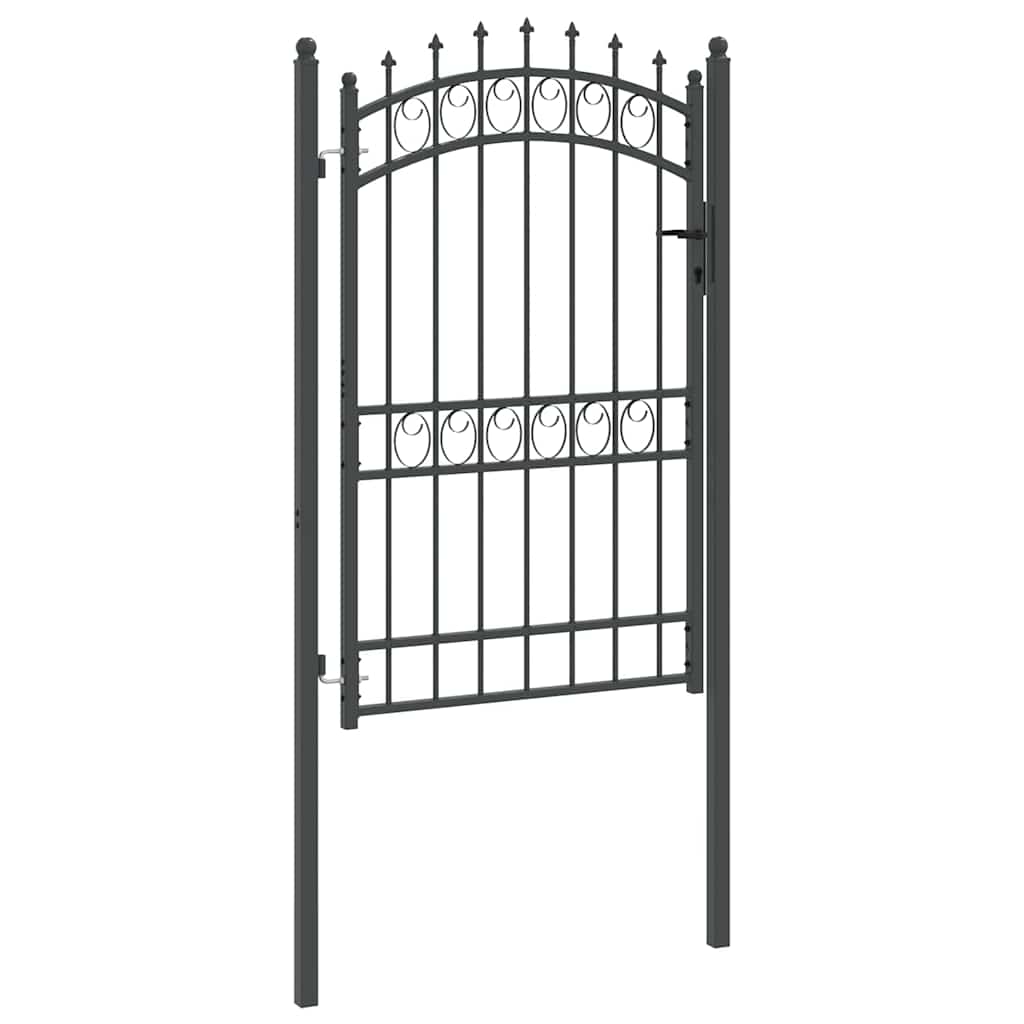 Fence Gate with Spikes Grey 200 x 100 cm Powder-coated steel