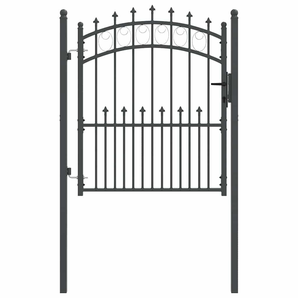 Fence Gate with Spikes Grey 125 x 100 cm Powder-coated steel