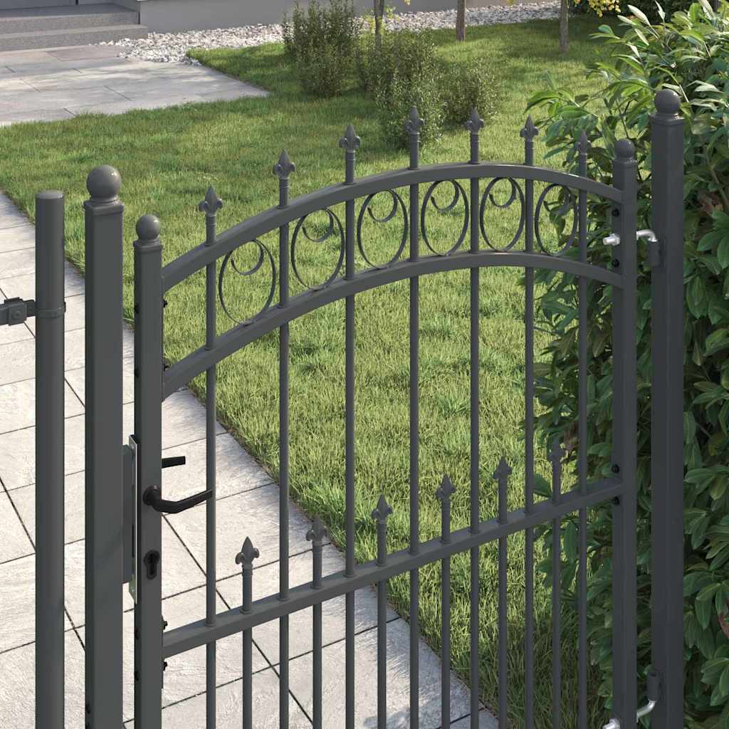Fence Gate with Spikes Grey 150 x 100 cm Powder-coated steel