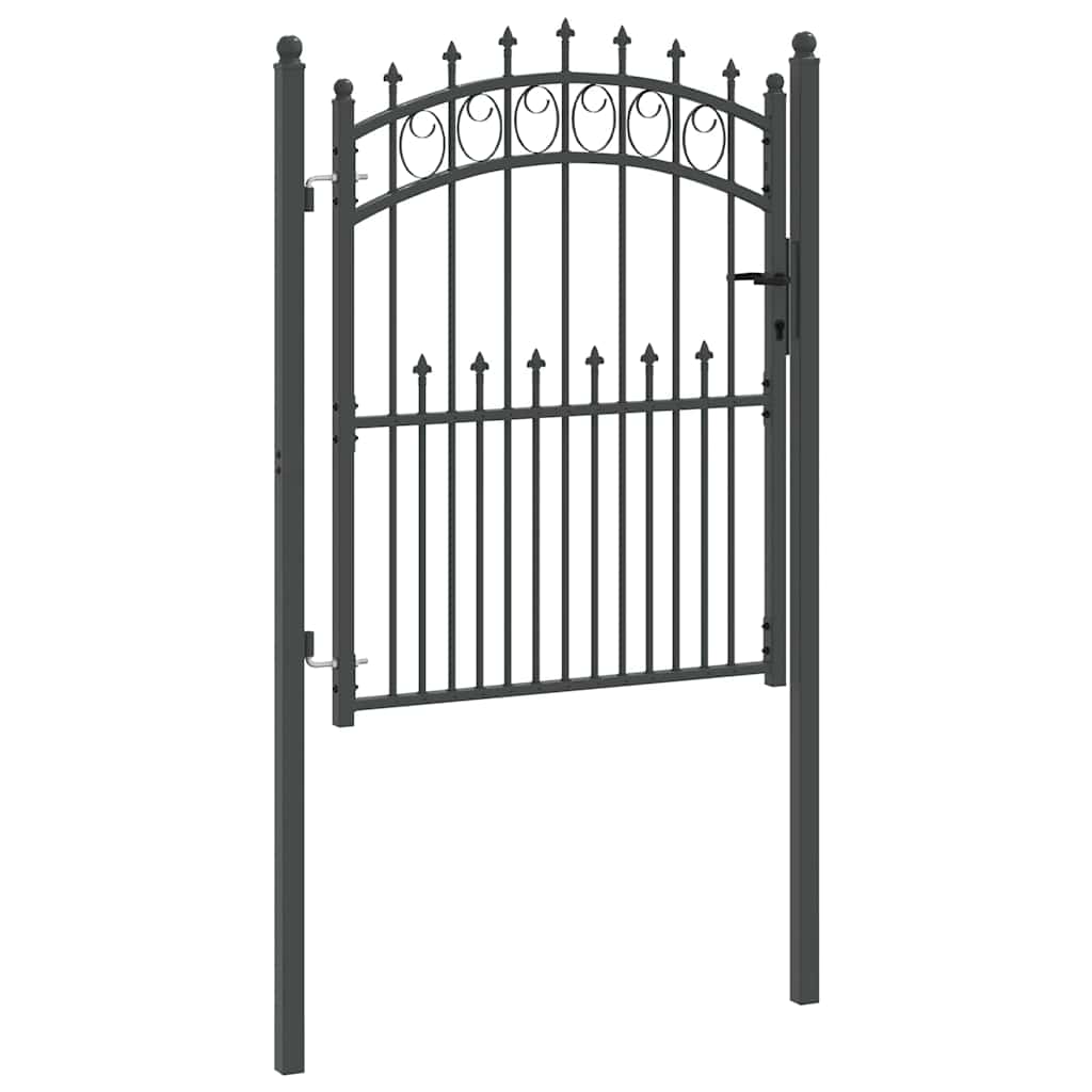 Fence Gate with Spikes Grey 150 x 100 cm Powder-coated steel