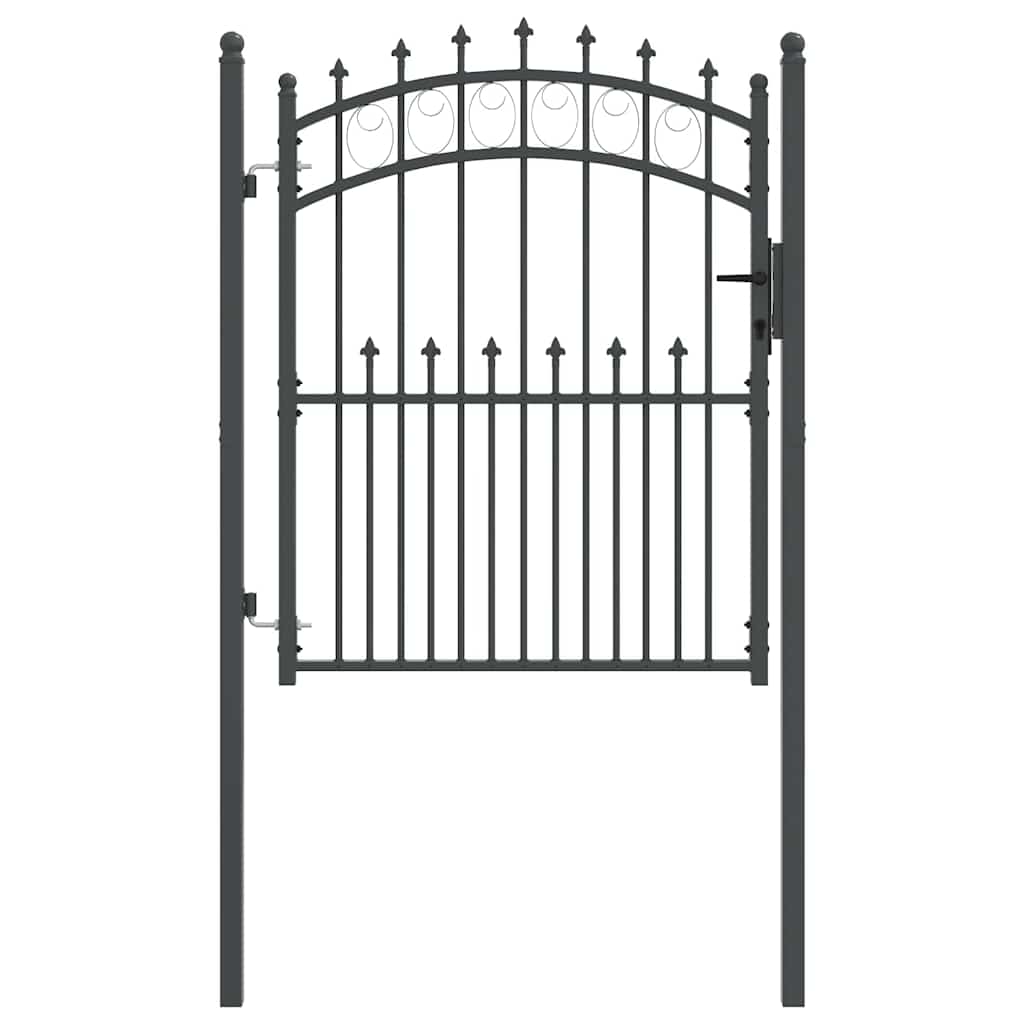 Fence Gate with Spikes Grey 150 x 100 cm Powder-coated steel