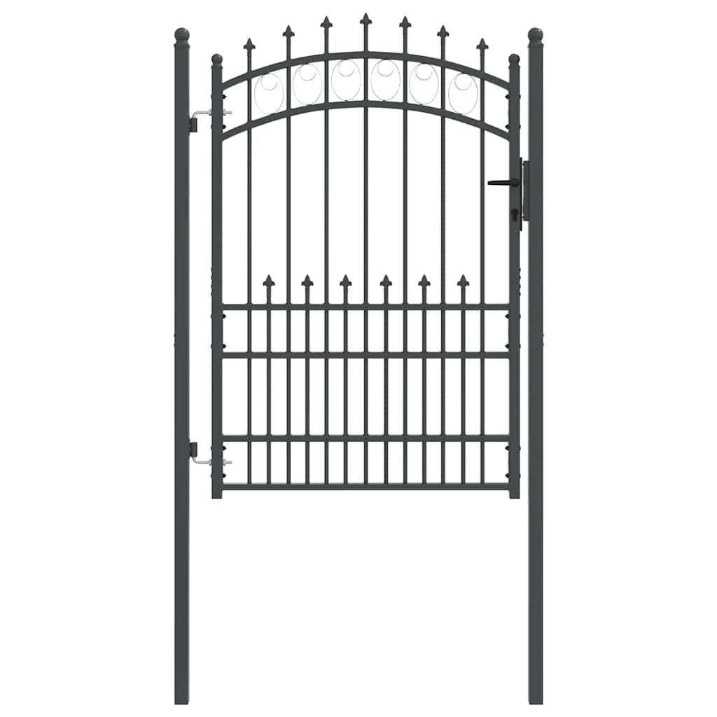 Fence Gate with Spikes Grey 170 x 100 cm Powder-coated steel