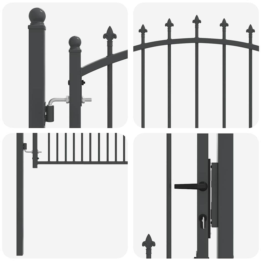 Fence Gate with Spikes Grey 100 x 100 cm Powder-coated steel