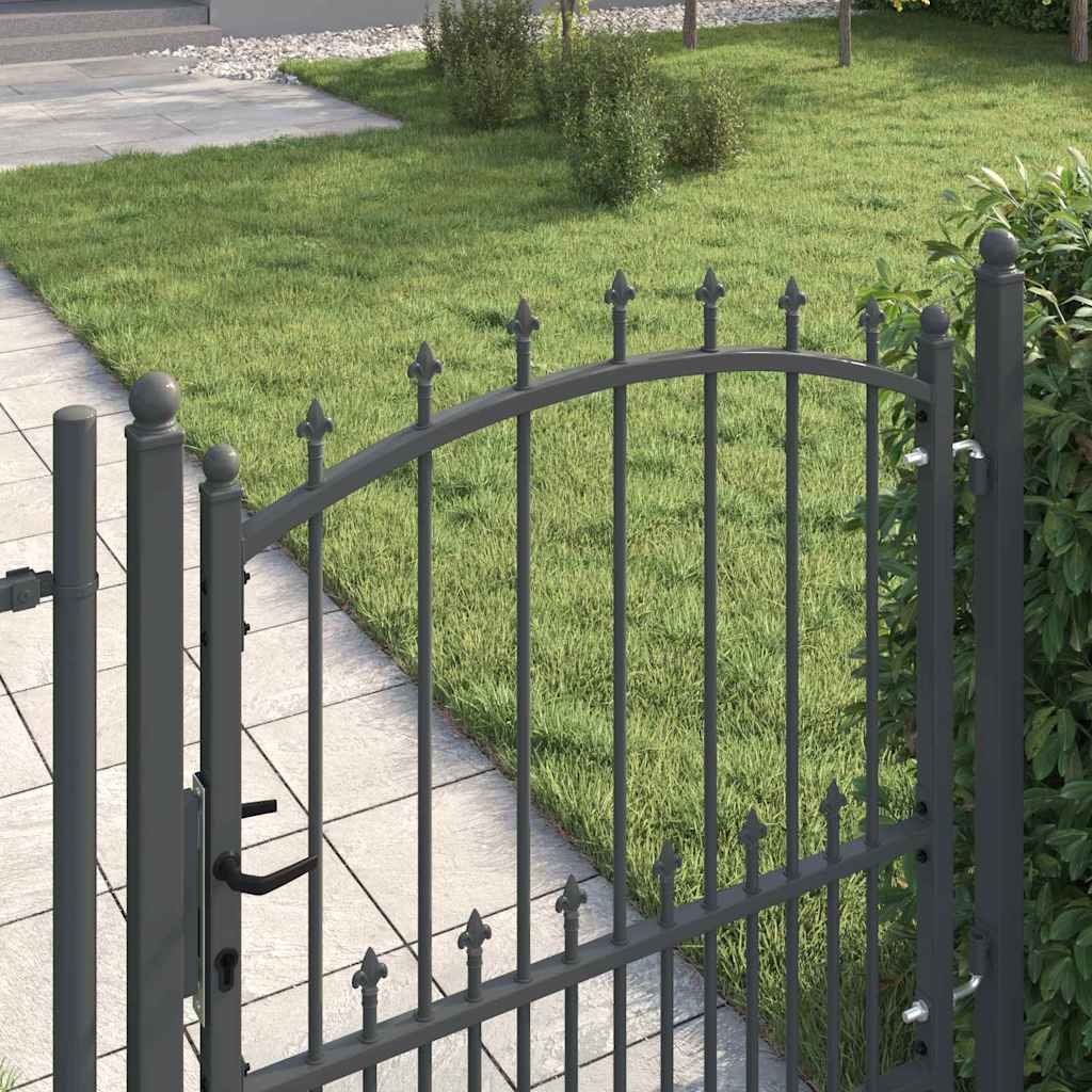 Fence Gate with Spikes Grey 100 x 100 cm Powder-coated steel