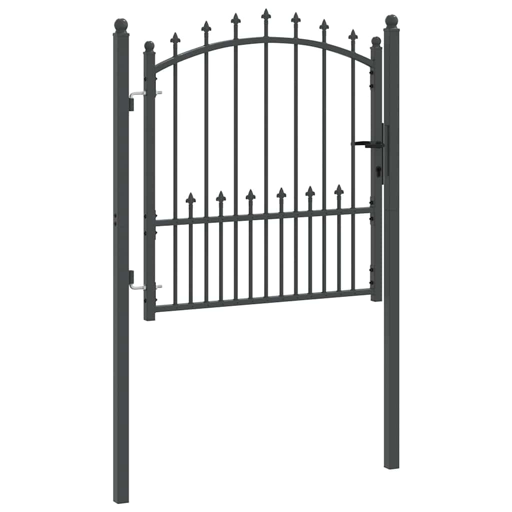 Fence Gate with Spikes Grey 100 x 100 cm Powder-coated steel