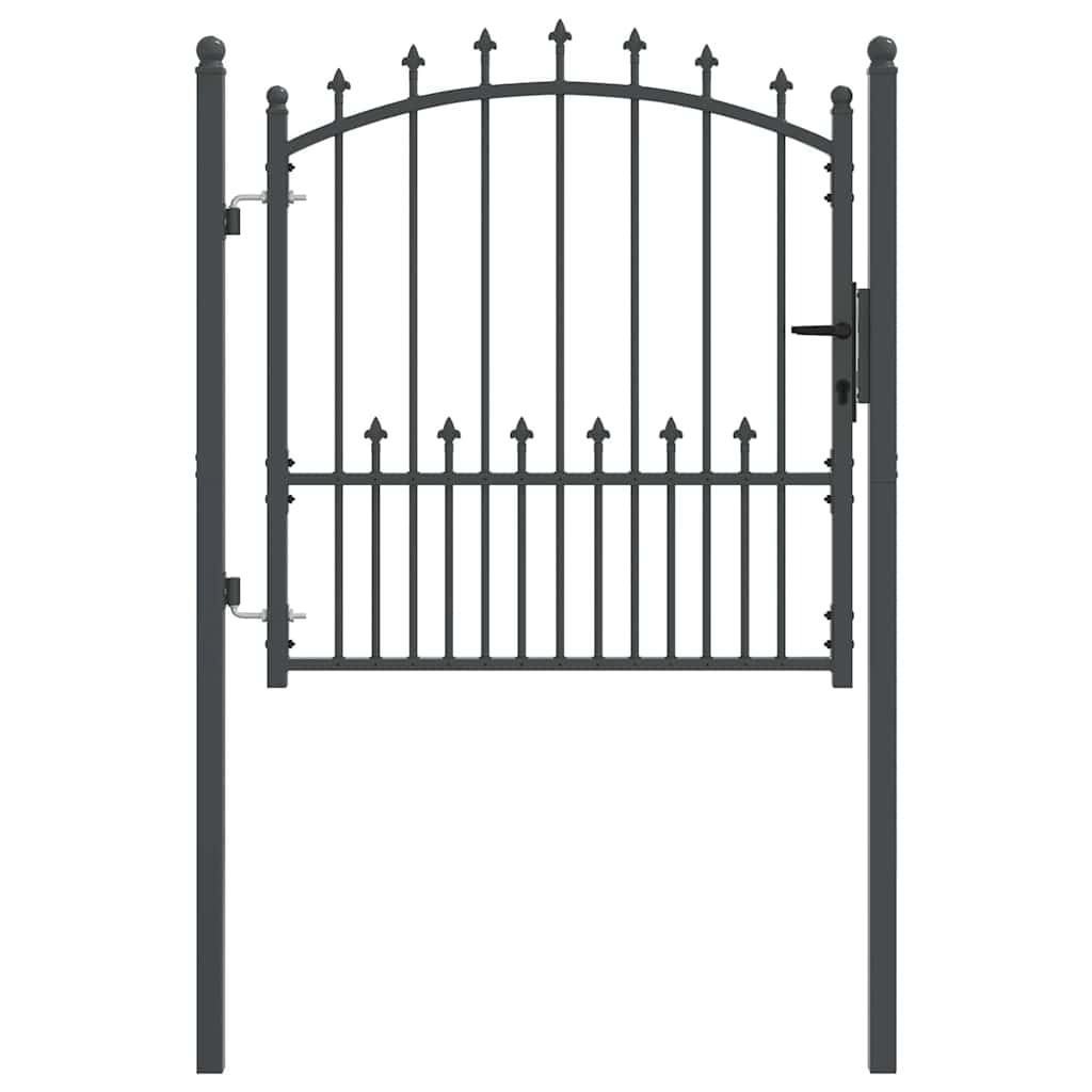 Fence Gate with Spikes Grey 100 x 100 cm Powder-coated steel