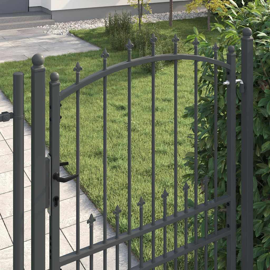 Fence Gate with Spikes Grey 200 x 100 cm Powder-coated steel