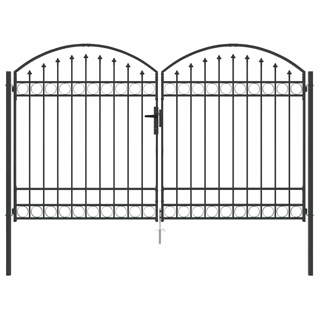 Fence gate with Lock Grey 300 x 175 cm Steel