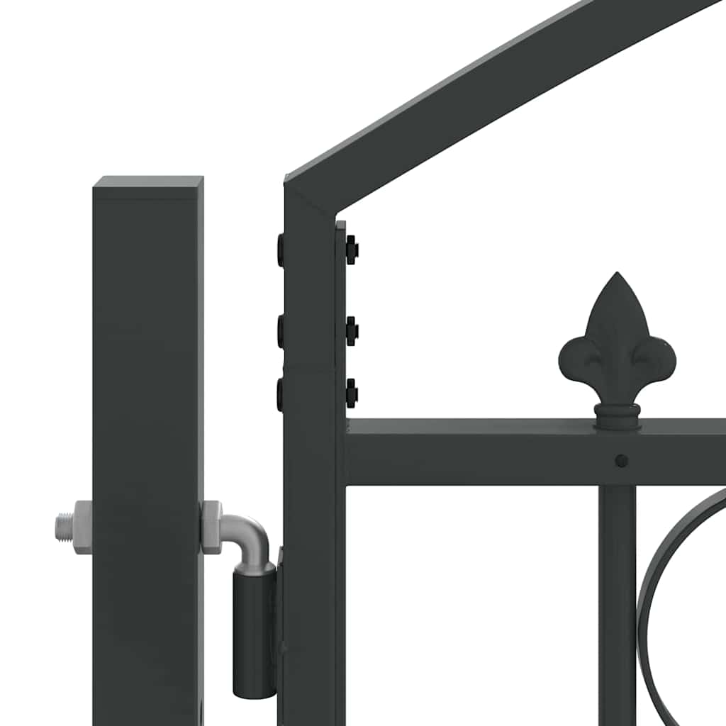 Fence gate with Lock Grey 400 x 125 cm Steel