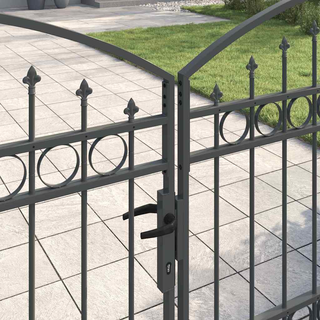 Fence gate with Lock Grey 400 x 125 cm Steel
