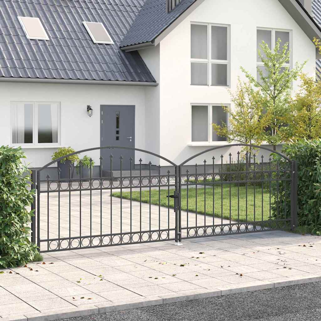 Fence gate with Lock Grey 400 x 125 cm Steel