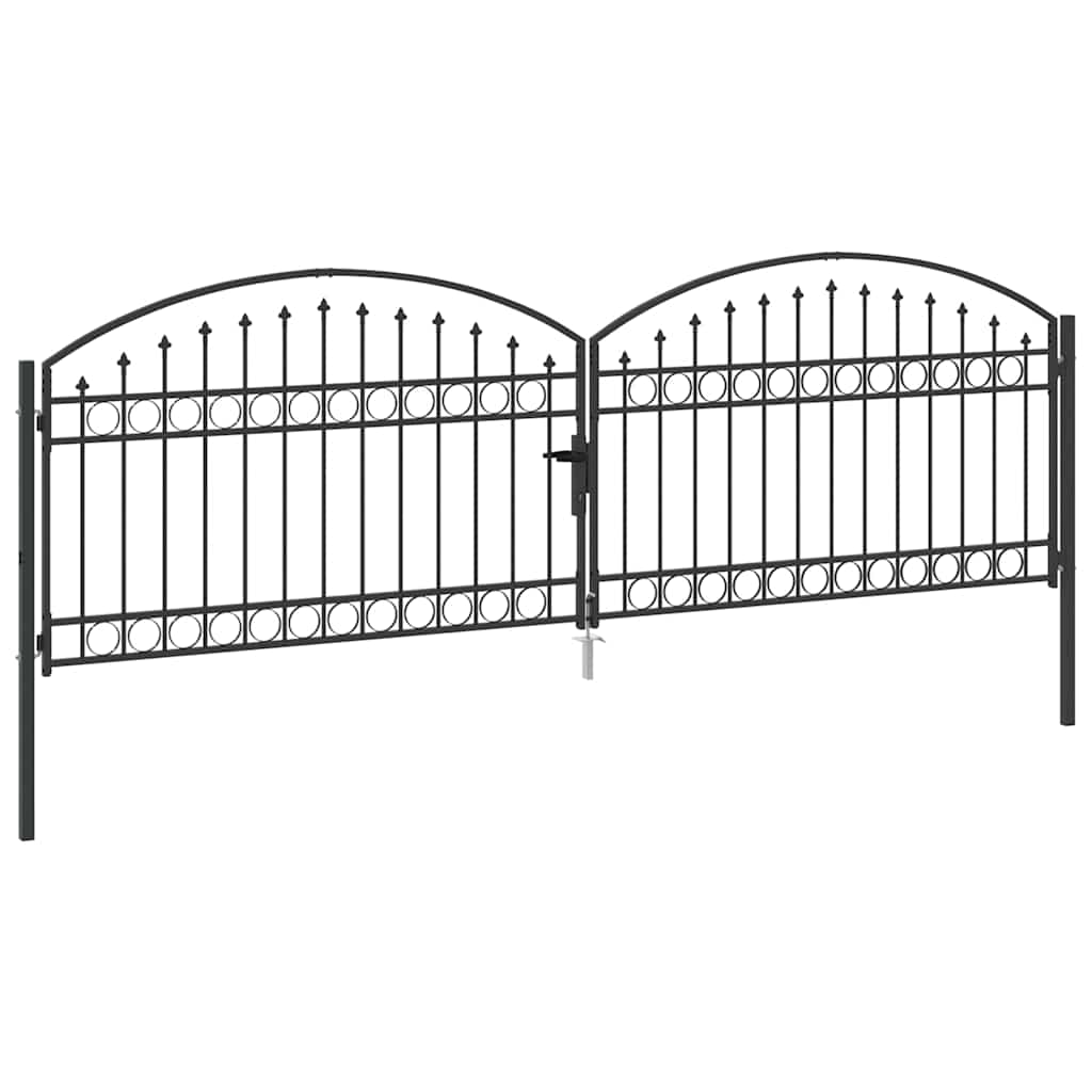 Fence gate with Lock Grey 400 x 125 cm Steel