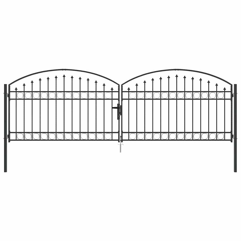 Fence gate with Lock Grey 400 x 125 cm Steel