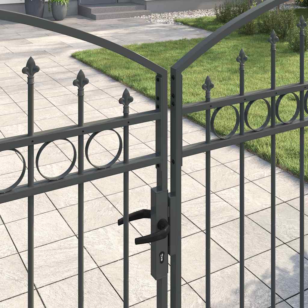 Fence gate with Lock Grey 400 x 150 cm Steel