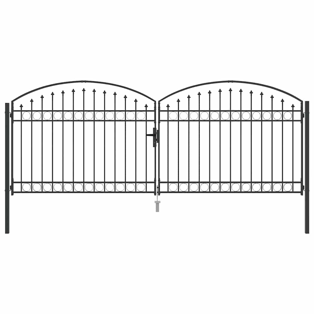 Fence gate with Lock Grey 400 x 150 cm Steel