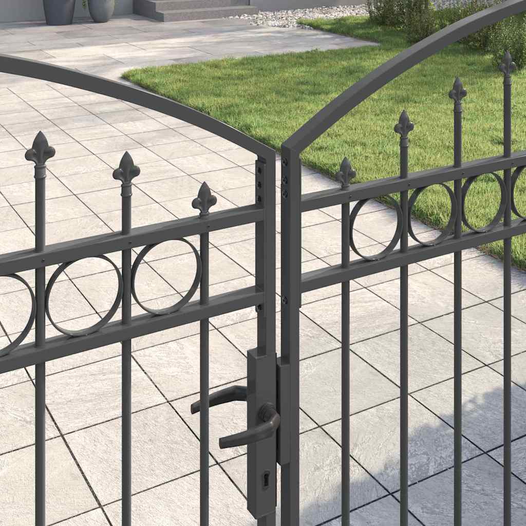 Fence gate with Lock Grey 400 x 175 cm Steel