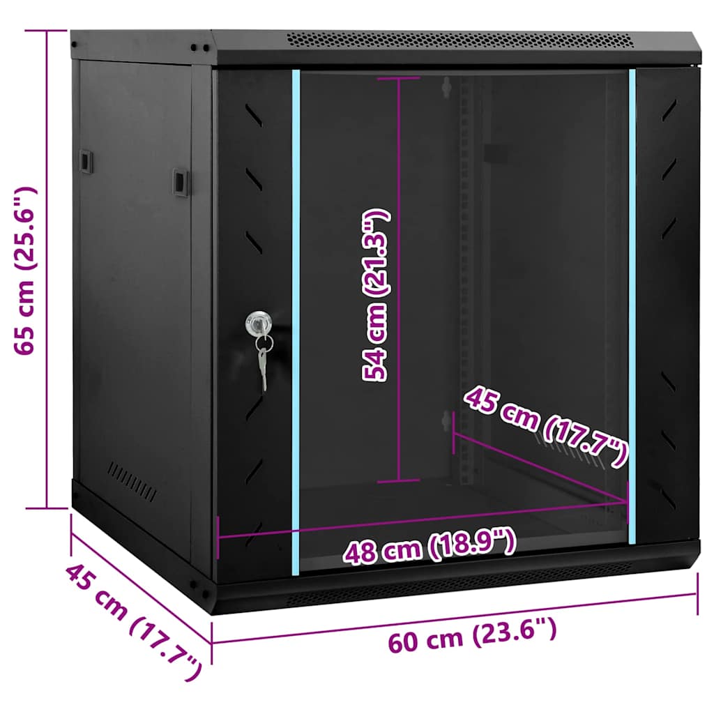 Network Cabinet with Storage Black 60 x 45 x 65 cm Steel