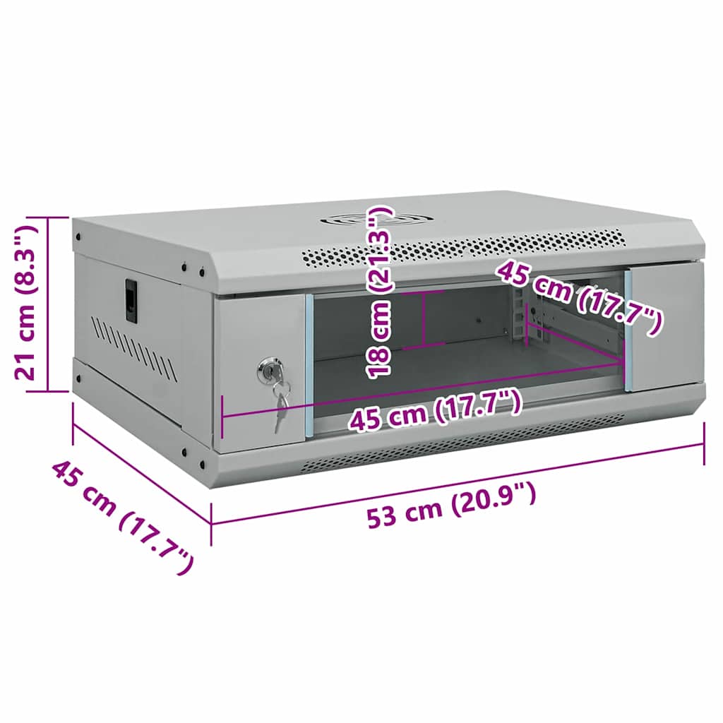 Network Cabinet with Storage Grey 53 x 45 x 21 cm Steel