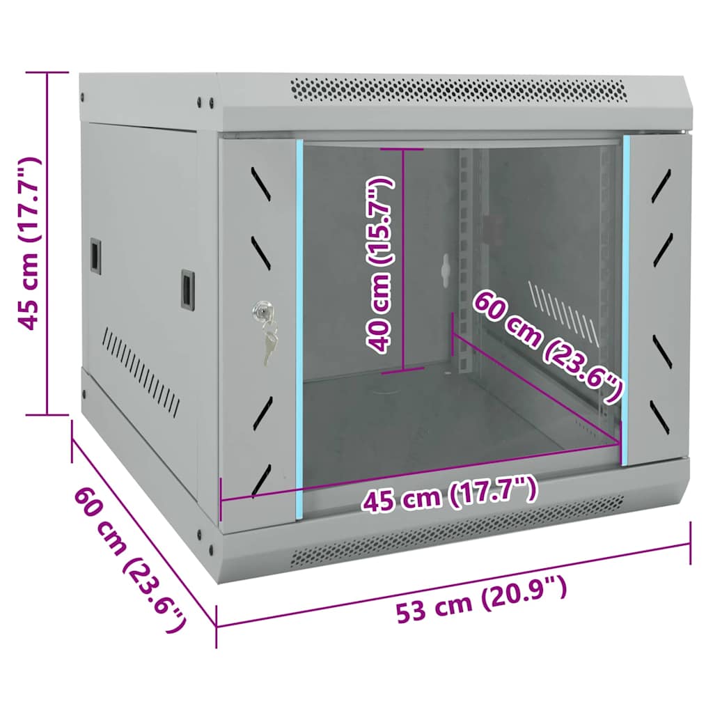 Network Cabinet with Storage Grey 53 x 60 x 45 cm Steel