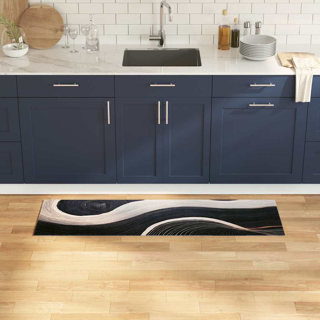 Kitchen Mat Art Deco Black 150 x 45 cm Velvet