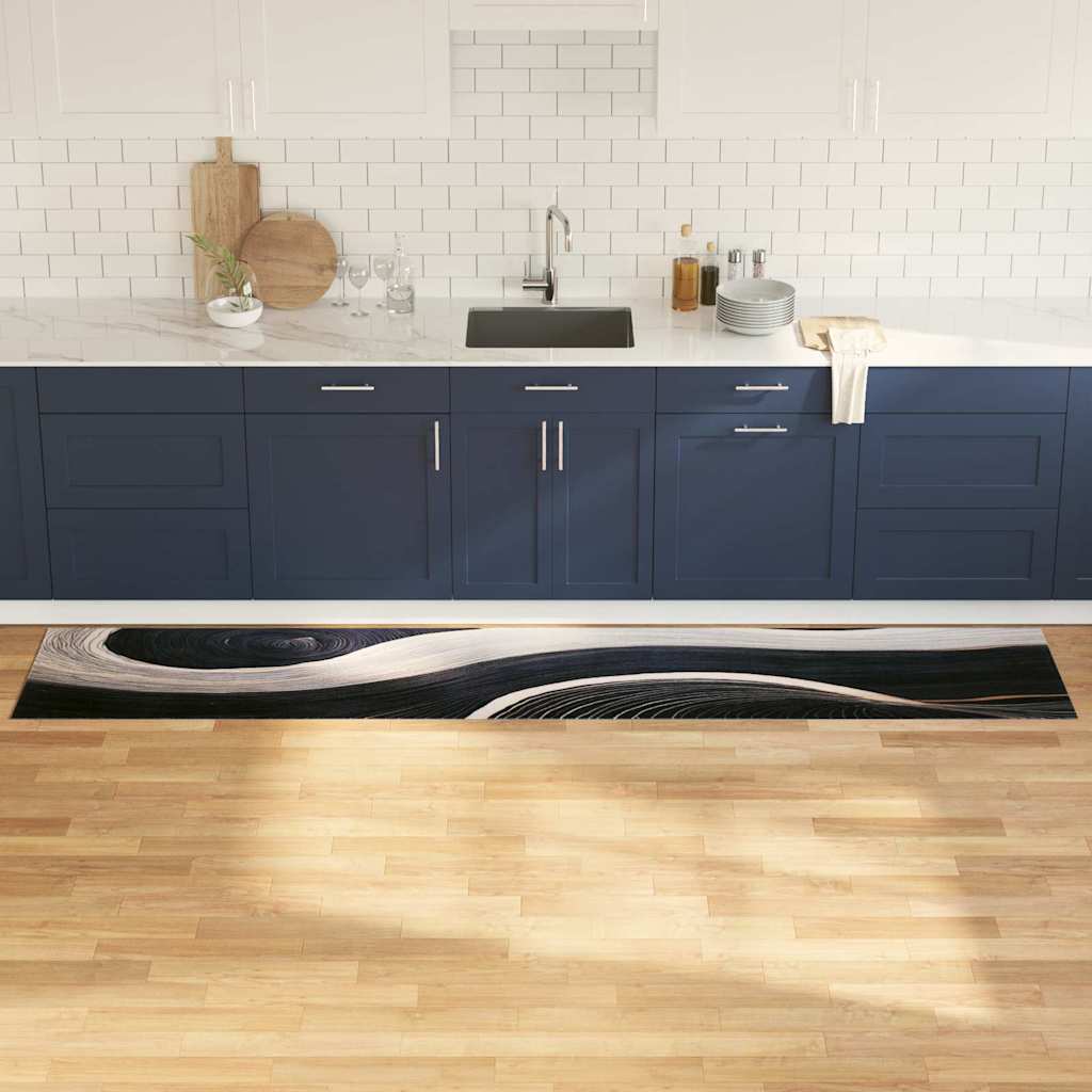 Kitchen Mat Art Deco Black 300 x 60 cm Velvet