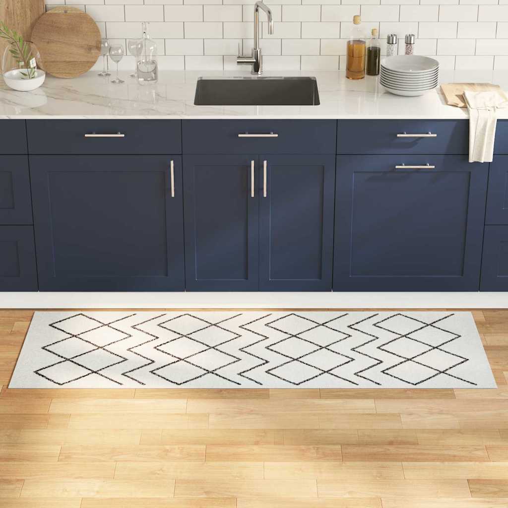 Kitchen Mat White 180 x 60 cm Velvet