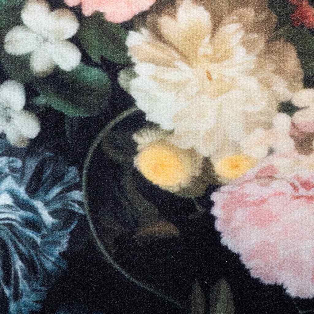 Kitchen Mat Floral Black 150 x 45 cm Velvet
