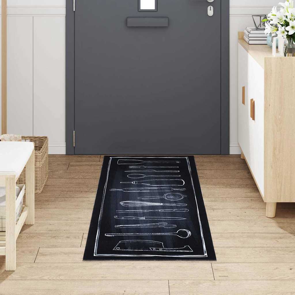 Kitchen Mat Toile Black 180 x 60 cm Velvet