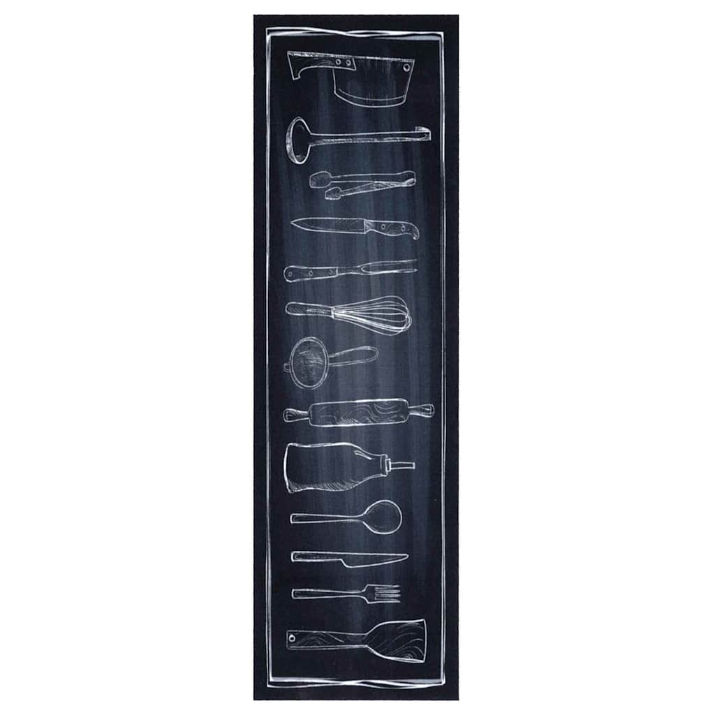 Kitchen Mat Toile Black 150 x 45 cm Velvet