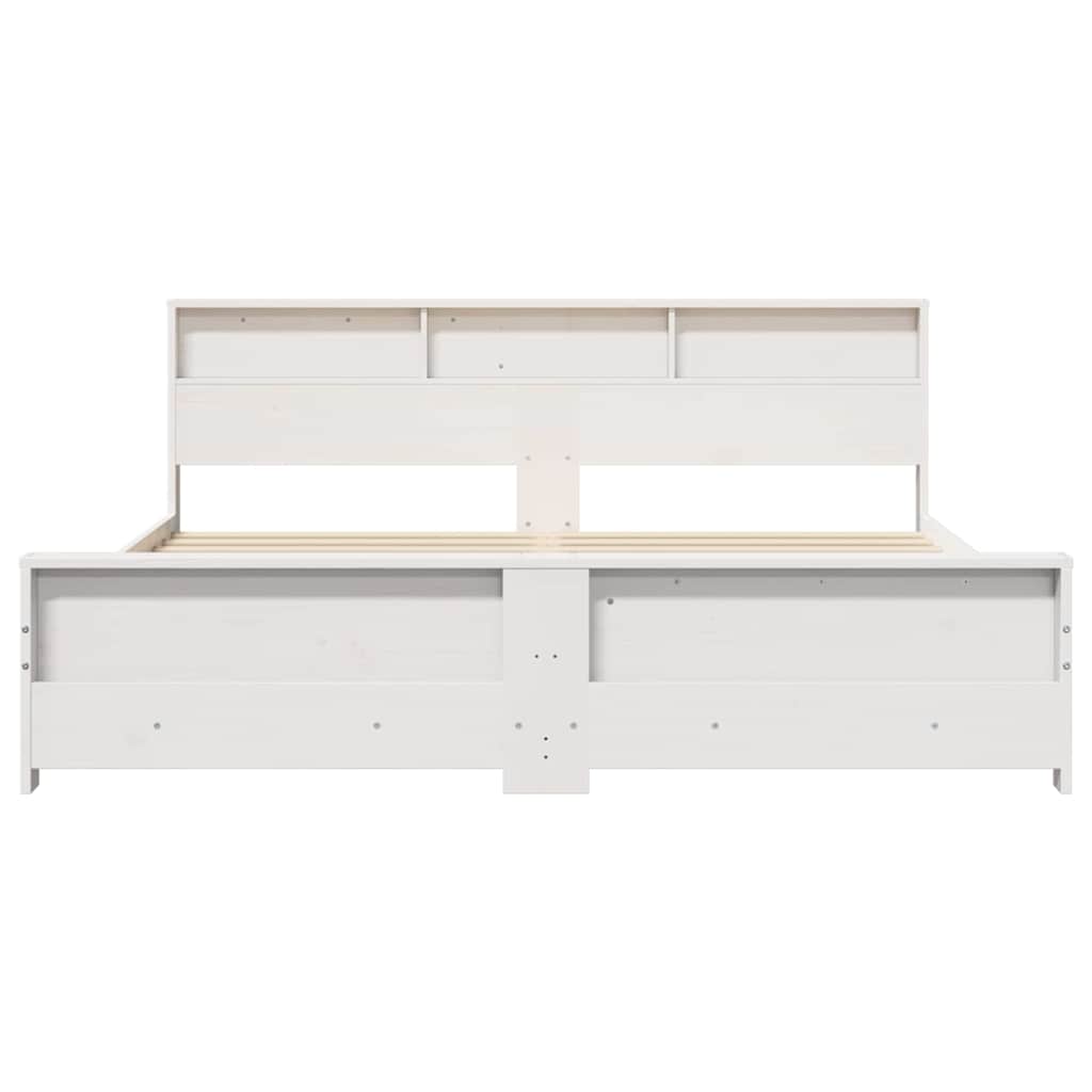 Bed Frame with Headboard White 200 x 200 cm Solid pine wood