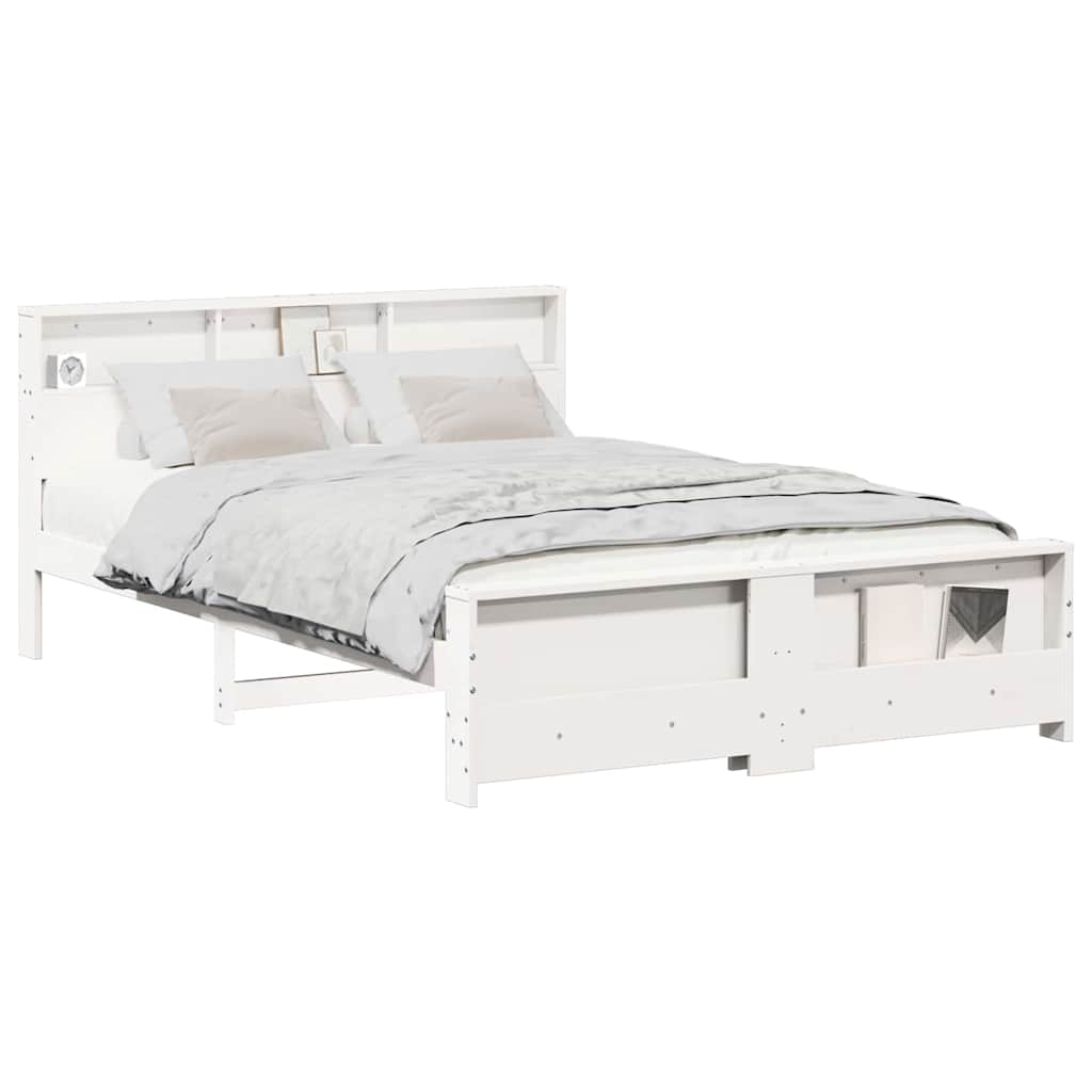Bed Frame with Headboard White 160 x 200 cm Solid pine wood