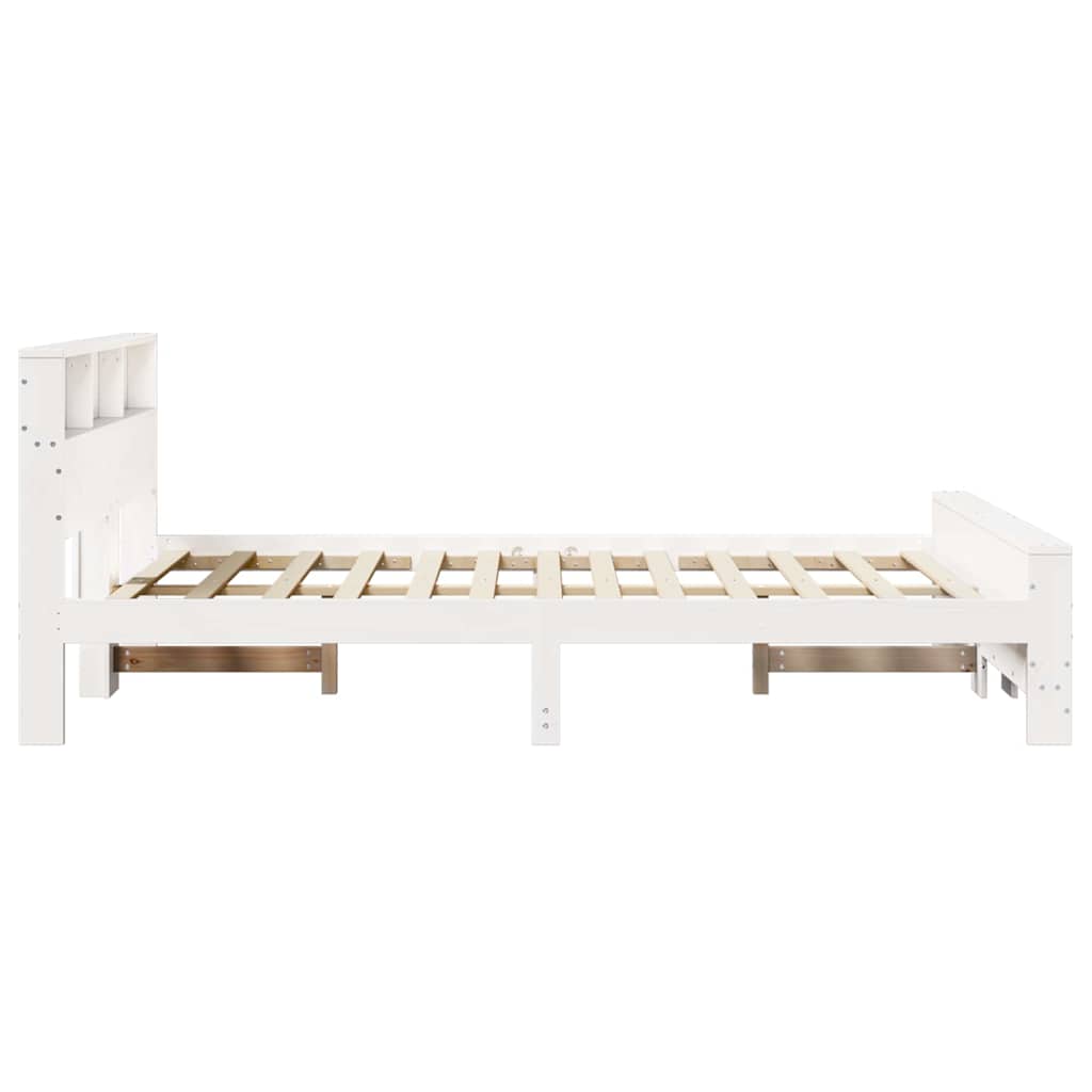Bed Frame with Headboard White 160 x 200 cm Solid pine wood