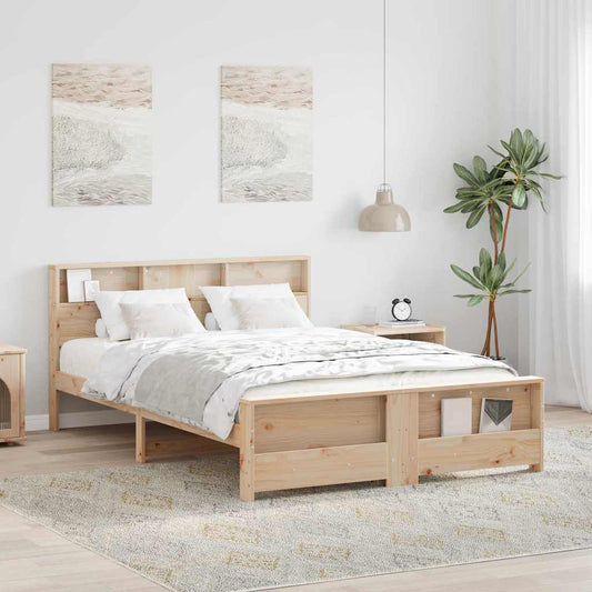 Bed Frame with Headboard Brown 150 x 200 cm Solid pine wood
