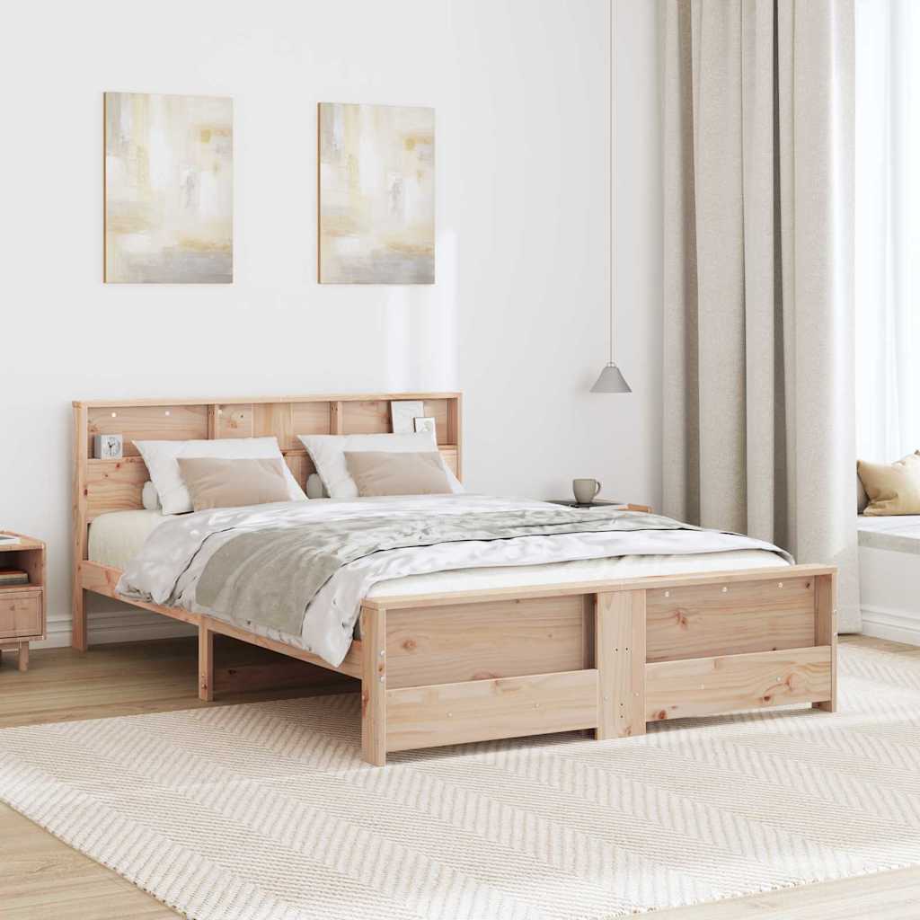 Bed Frame with Headboard Brown 150 x 200 cm Solid pine wood