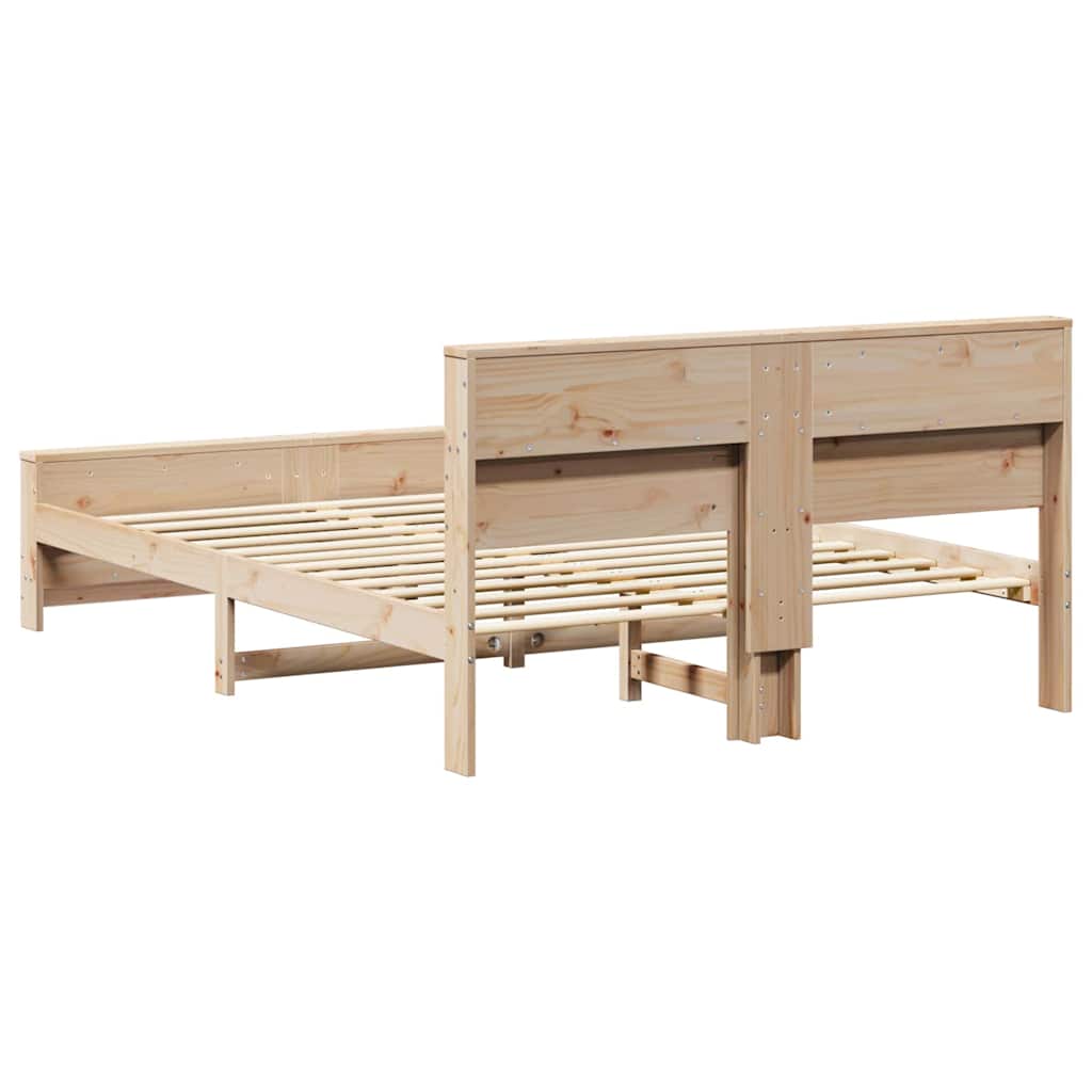 Bed Frame with Headboard Brown 150 x 200 cm Solid pine wood