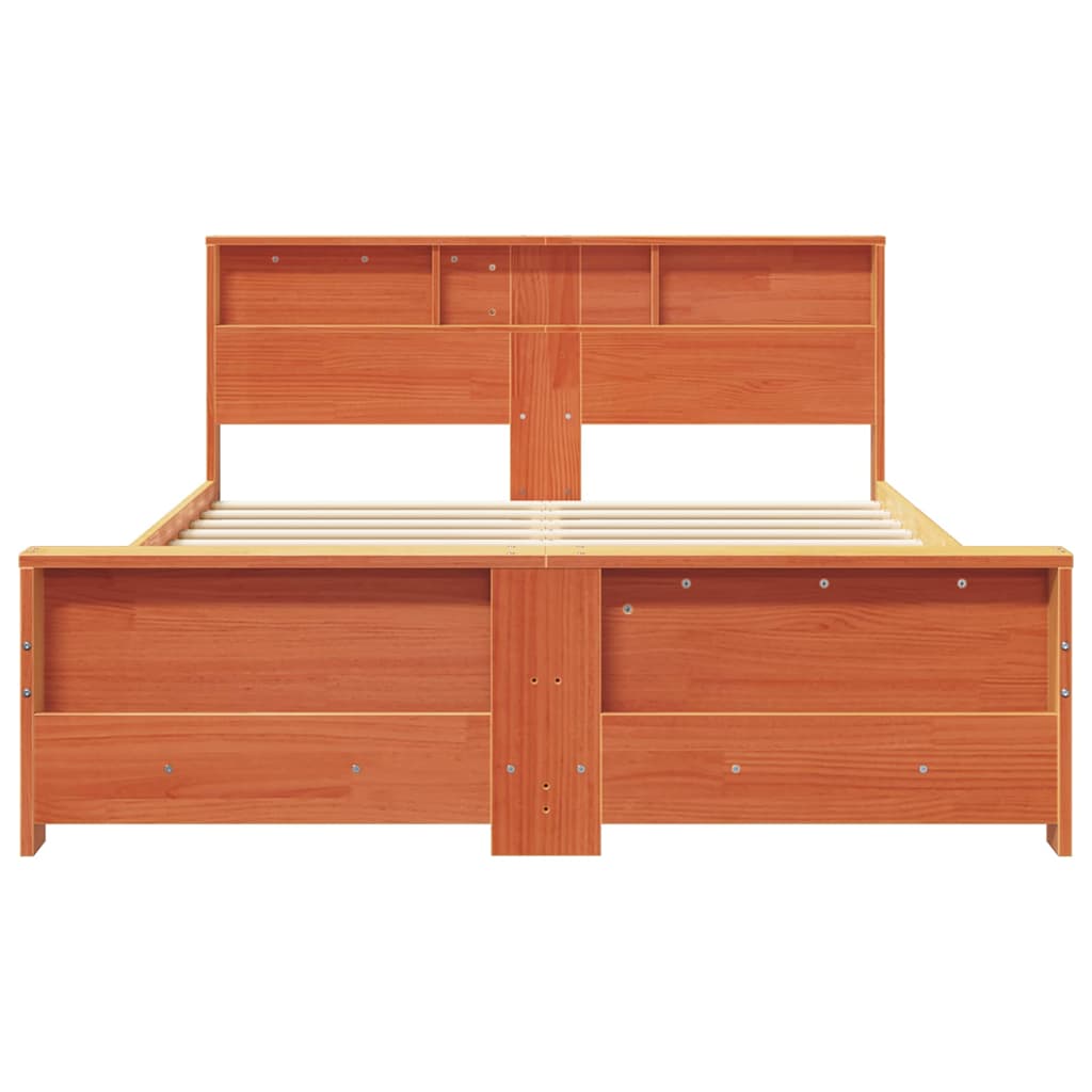 Bed Frame with Headboard Wax brown 150 x 200 cm Solid pine wood