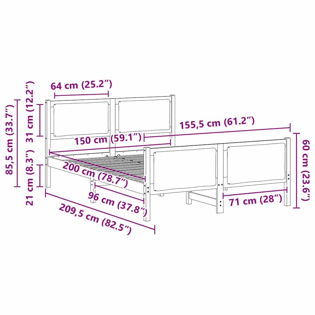 Bed Frame with Headboard Taupe 150 x 200 cm Fabric