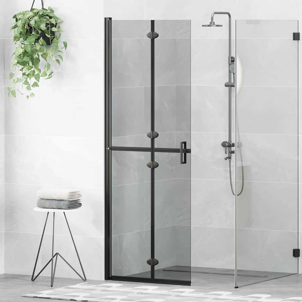 Walk-in shower wall Black and dark transparent 70 x 190 cm