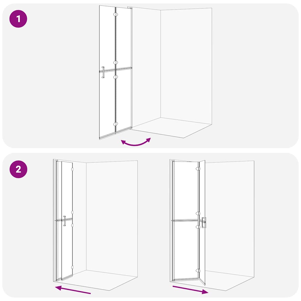 Walk-in shower wall Black and dark transparent 80 x 190 cm