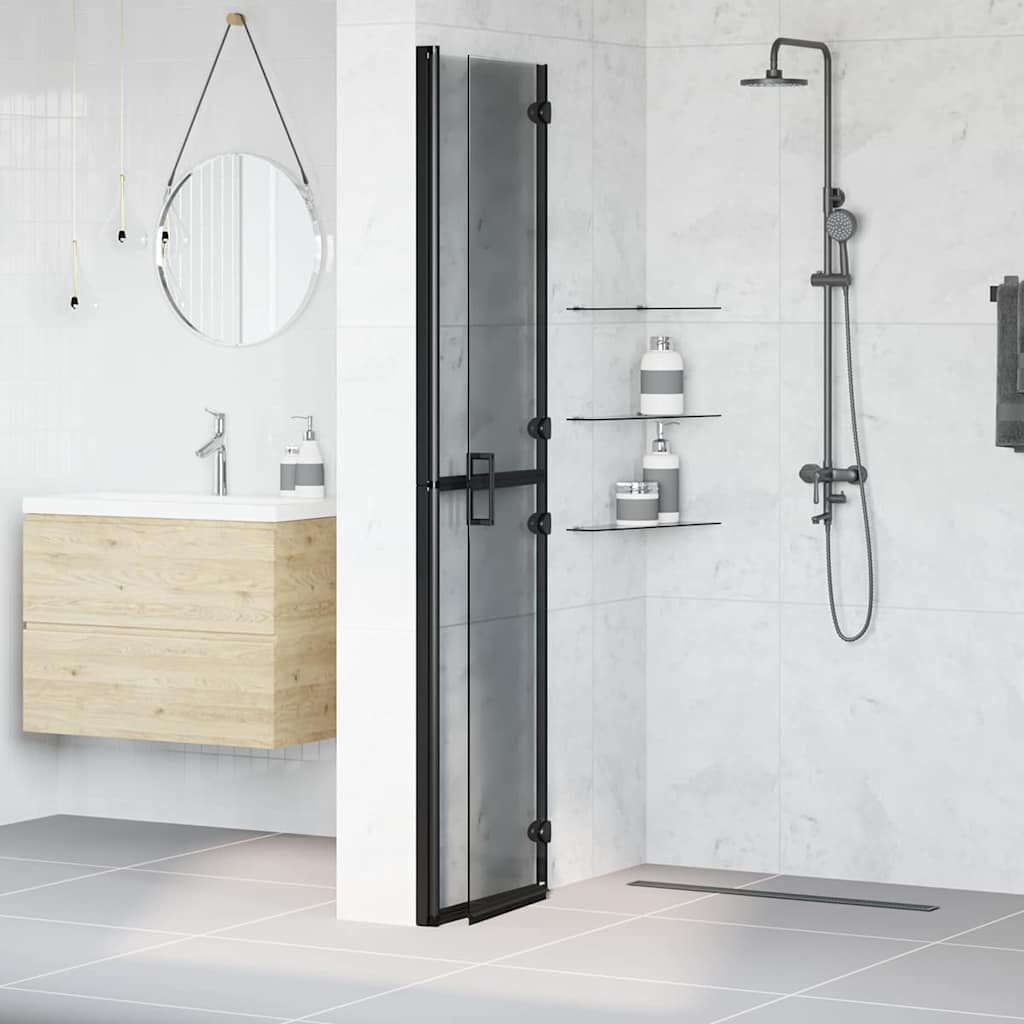 Walk-in shower wall Black and dark transparent 90 x 190 cm