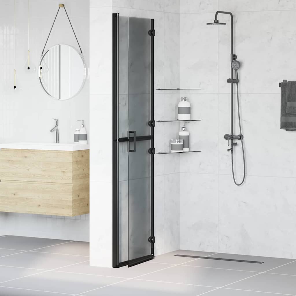 Walk-in shower wall Black and dark transparent 100 x 190 cm