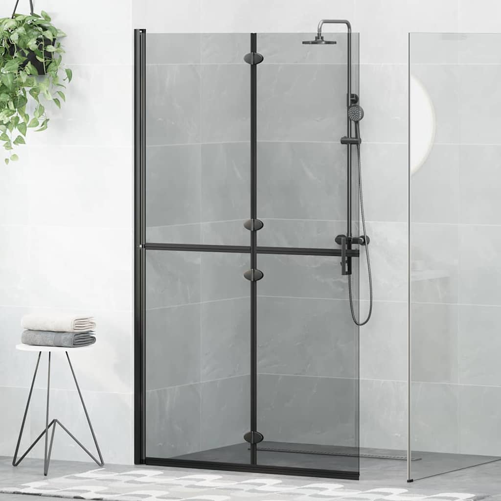 Walk-in shower wall Black and dark transparent 110 x 190 cm